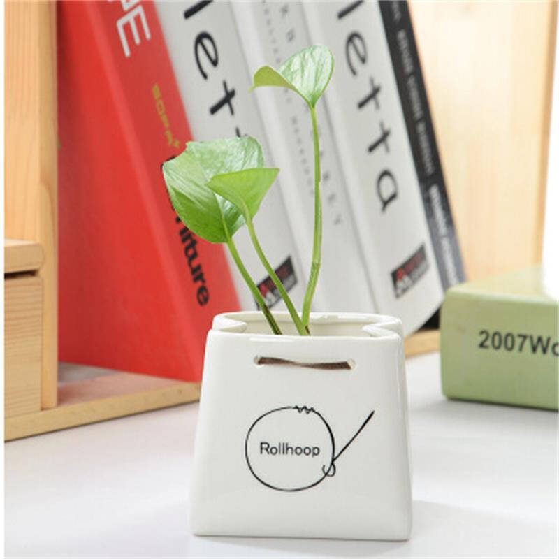 创意陶瓷书包造型盆景花盆多肉植物花盆花器陶瓷吊兰盆 陶瓷盆栽 小号