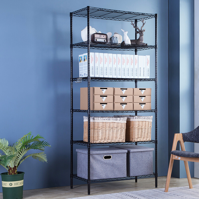 心家宜 金属六层货架 重型碳钢置物架 高承重收纳储物 厨房客厅家用