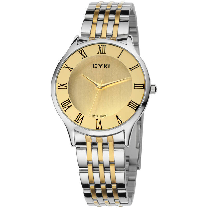 艾奇(eyki)复古石英男士手表 个性男表商务休闲防水男式手表 防水钢带