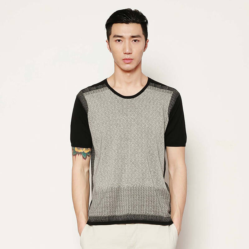 【612新品】速写男装croquis 透气绣花空调衫短袖t恤 9348019 001 s