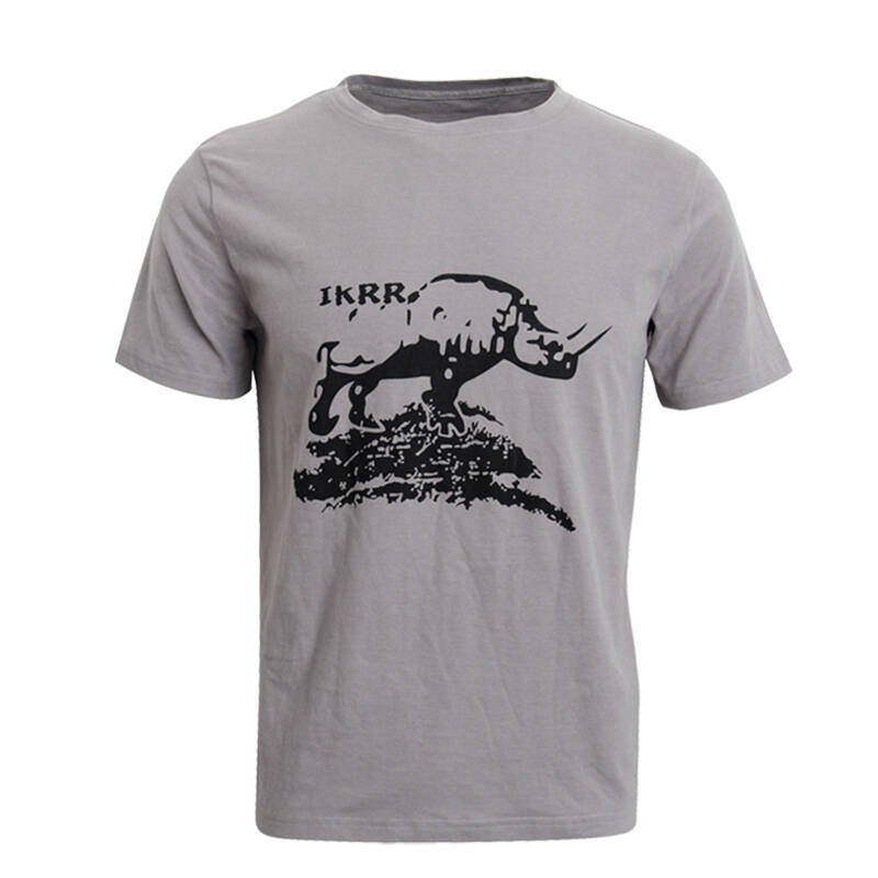 ikrr翌客 男士纯棉圆领t恤 犀牛短t 灰色 xxxl