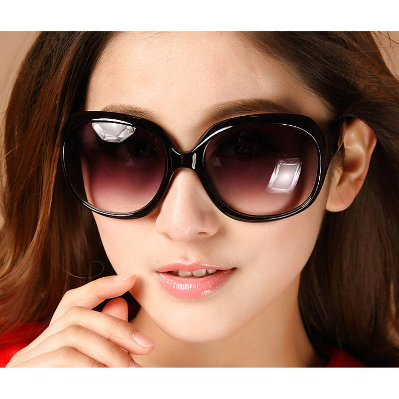 百搭女士太阳镜潮流墨镜蛤蟆镜明星款大框太阳眼镜潮wyj14043 黑色