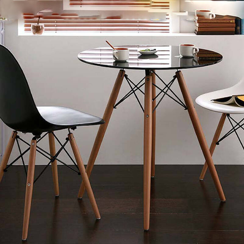 力飞家居伊姆斯桌椅组合小方桌子简约现代餐桌接待洽谈桌咖啡桌 黑色