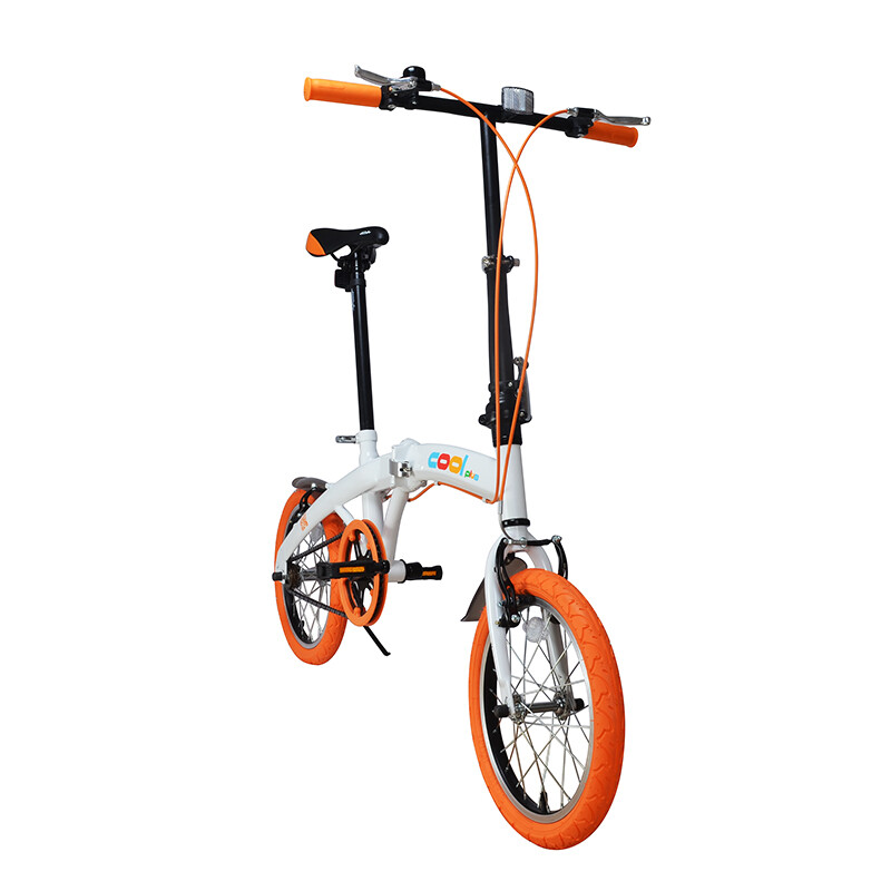 时尚休闲快速折叠车 轻便小巧户外男女通勤车 学生单车代步车 白橙色