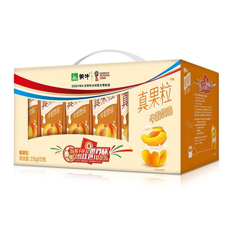 蒙牛 真果粒 黄桃风味牛奶饮品 250ml*12盒 *4个