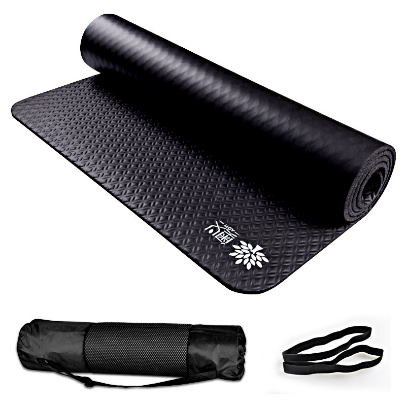 奥义 瑜伽垫185*80cm加宽加长高密度健身垫 加厚防滑运动垫 黑色