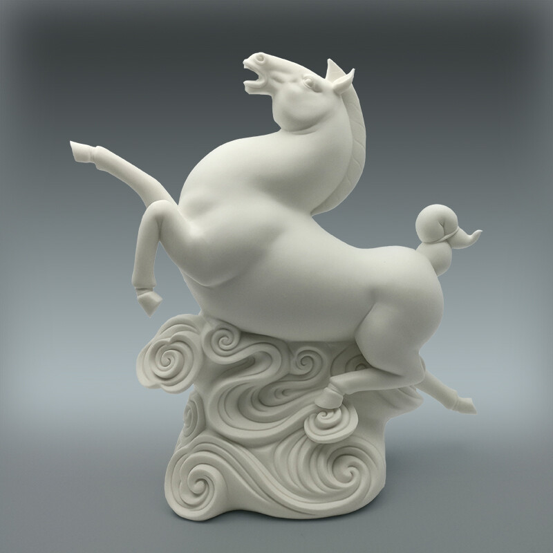 陈建阳天马赐福白瓷雕塑