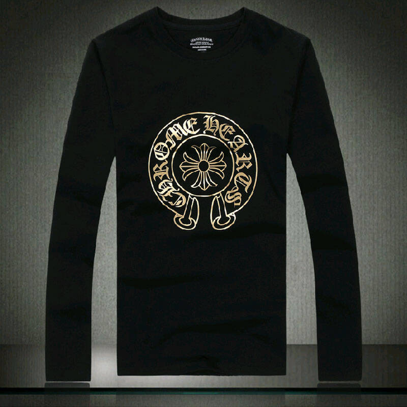 都市行动 韩版时尚休闲男士克罗心图案长袖t恤dg.6608 黑色 xxxxl