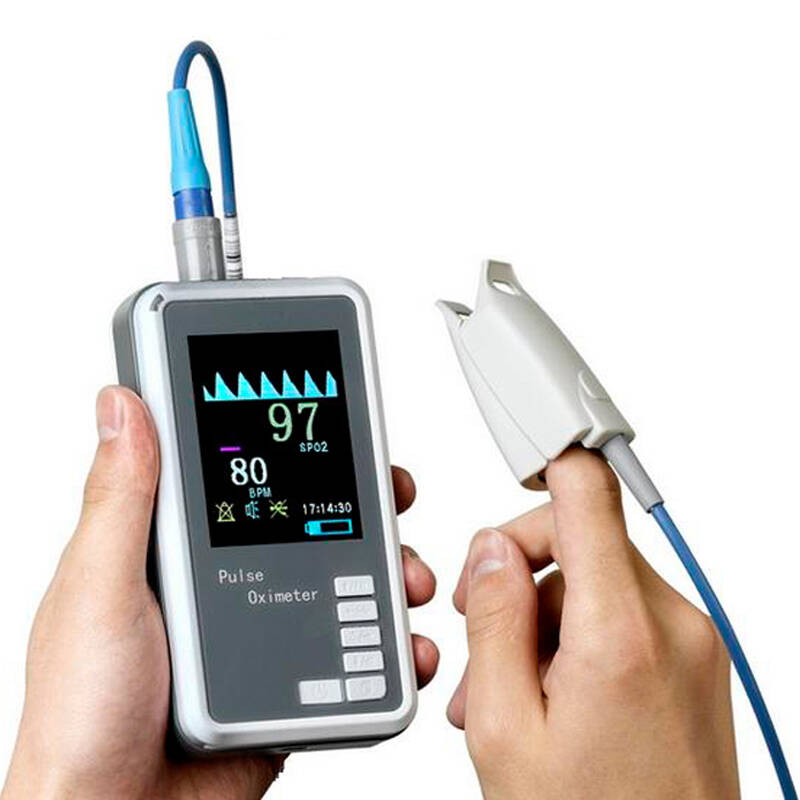 洁瑞(jerry)掌式血氧仪/血氧饱和度仪脉搏血氧监测仪/氧疗效果反馈 加