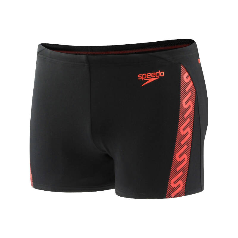 speedo 速比涛 男士泳裤 monogram耐穿型健身平角游泳裤 412118 黑色
