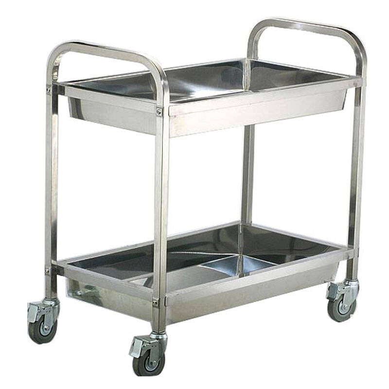 不锈钢收碗车餐盘收集车餐车推车收餐车送餐车收碗碟车两层无磁 中号