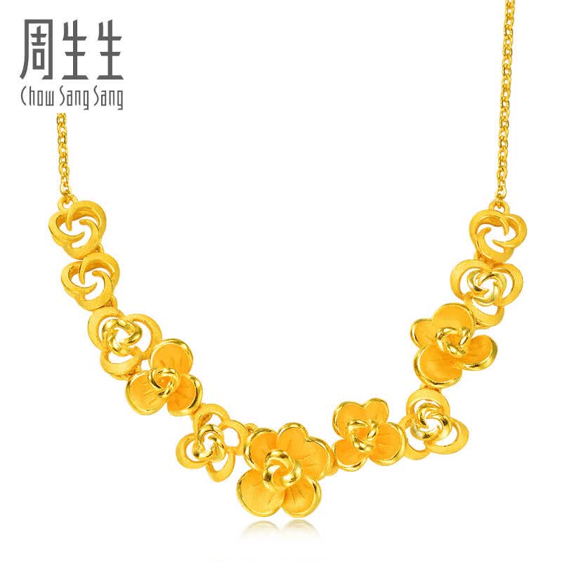 周生生 黄金(足金)玫瑰花婚嫁套装项链 86377n 27.79克