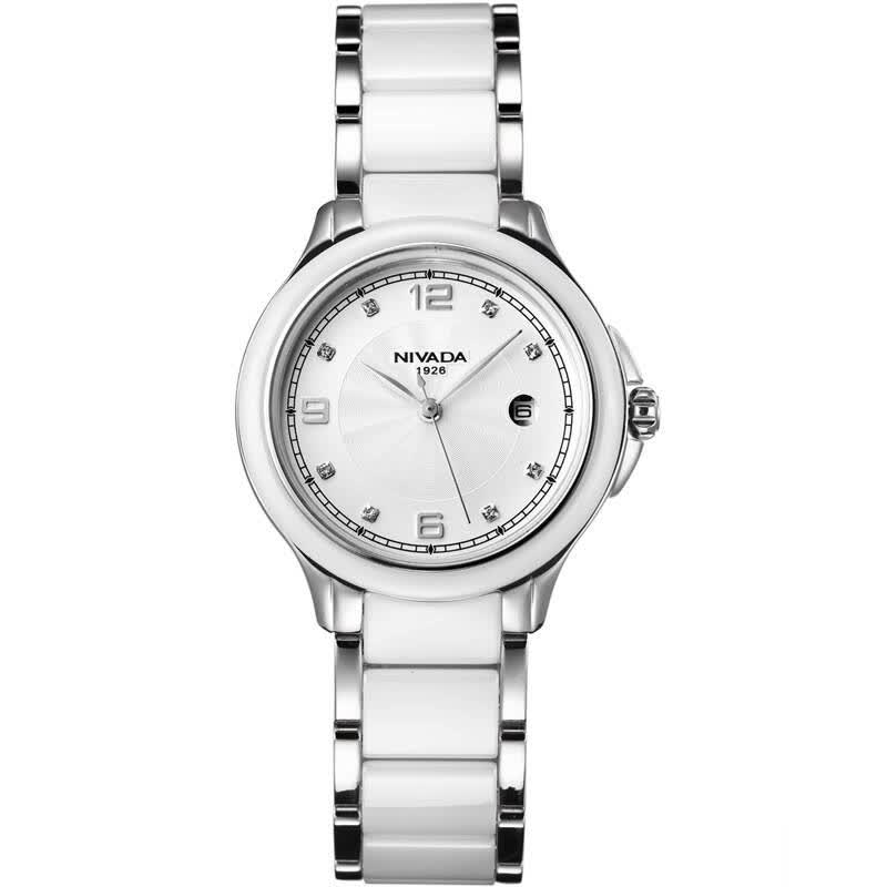 尼维达(nivada)手表 简洁精致系列石英女表白盘白银带lq8031-454515