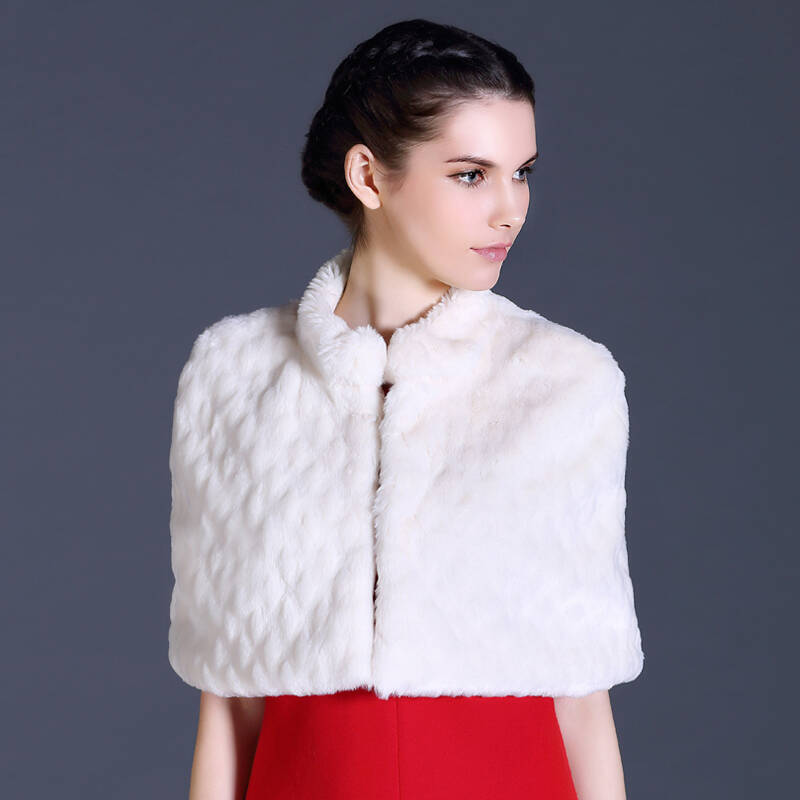 库恩玛维冬季皮草披肩 白色 xl