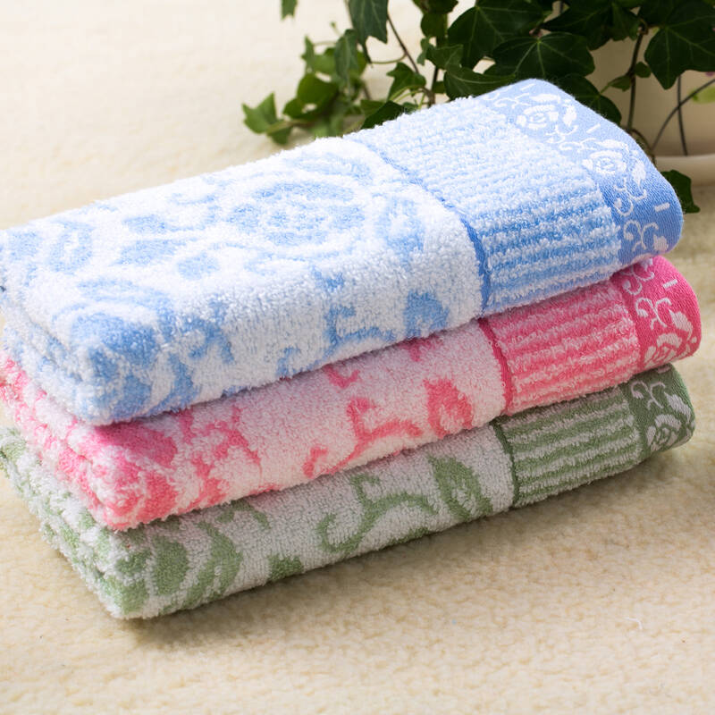 双灯毛巾 柔软吸水 纯棉面巾超柔吸水女士美容毛巾 绿色 66*31cm