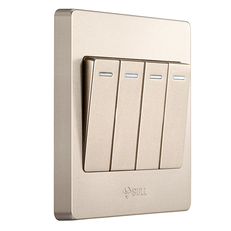 公牛(bull) 开关插座 g07系列 四开双控开关 86型面板g07k412y 香槟金