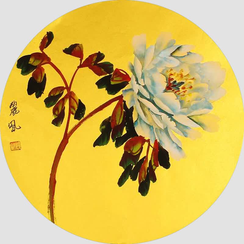 著名国画家 杨丽凤 画作 镜心 《牡丹 3》－京东珍品拍卖