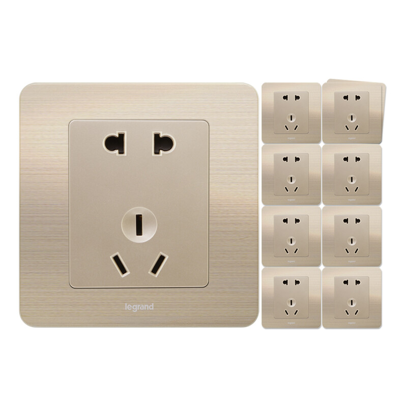 罗格朗(legrand)金色开关插座面板 逸典细金纹大间距10a五孔插座套餐