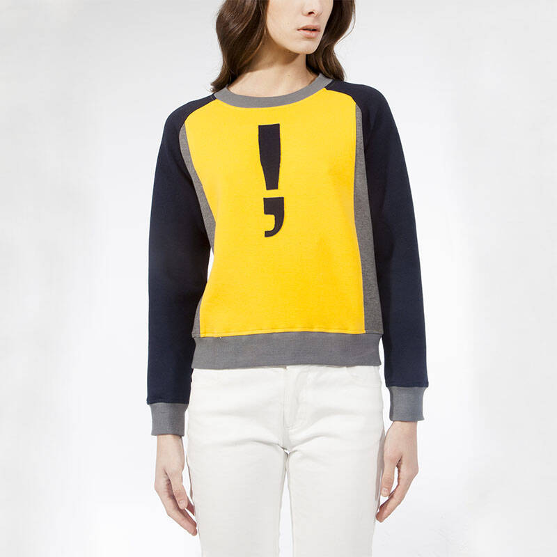 【秋冬新品】feorran女装新款大方惊逗号拼色卫衣 cob304k 金黄色 m