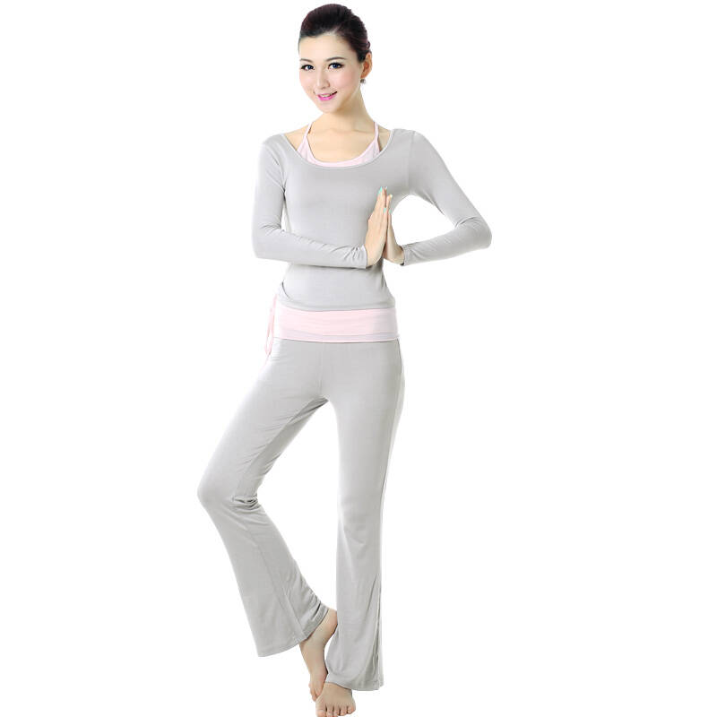 艺动瑜伽服套装新款正品三件套瑜珈服女愈加服健身舞蹈服yd14y0080 灰