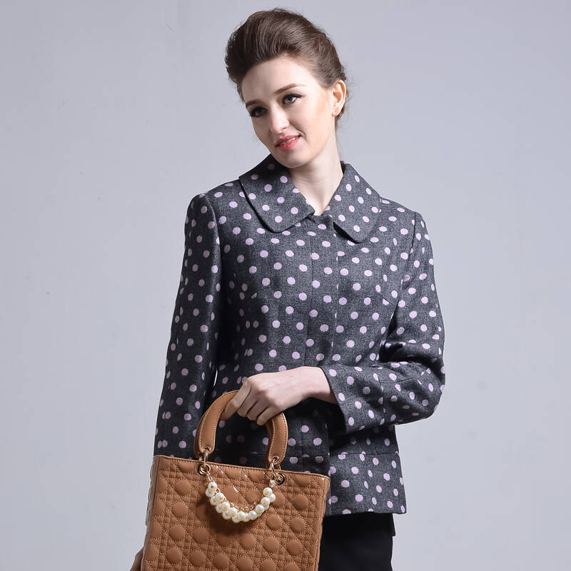 赛斯特女装 春秋款长袖短大衣 r0822 红点 cl(170/96)