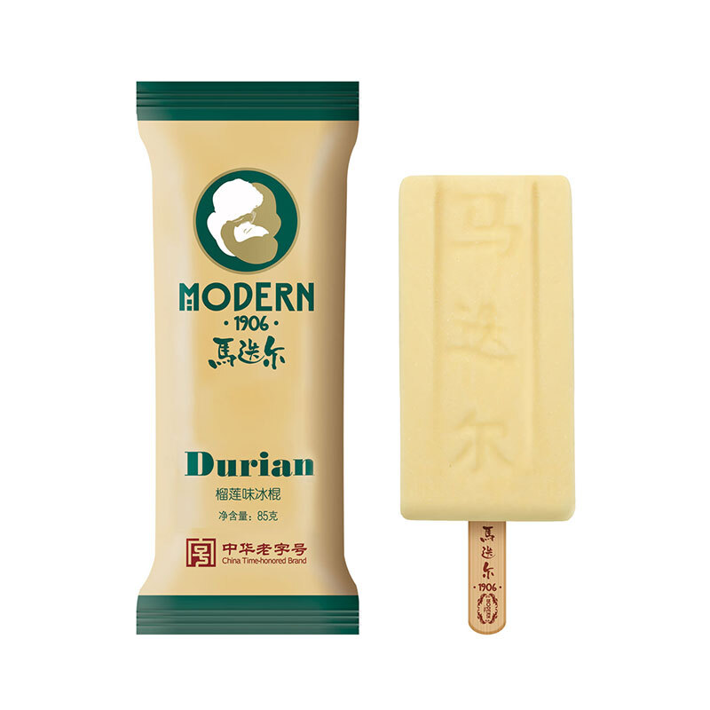 马迭尔(modern)冰棍 榴莲口味雪糕 冰淇淋 85g*1 *10个 凑单品
