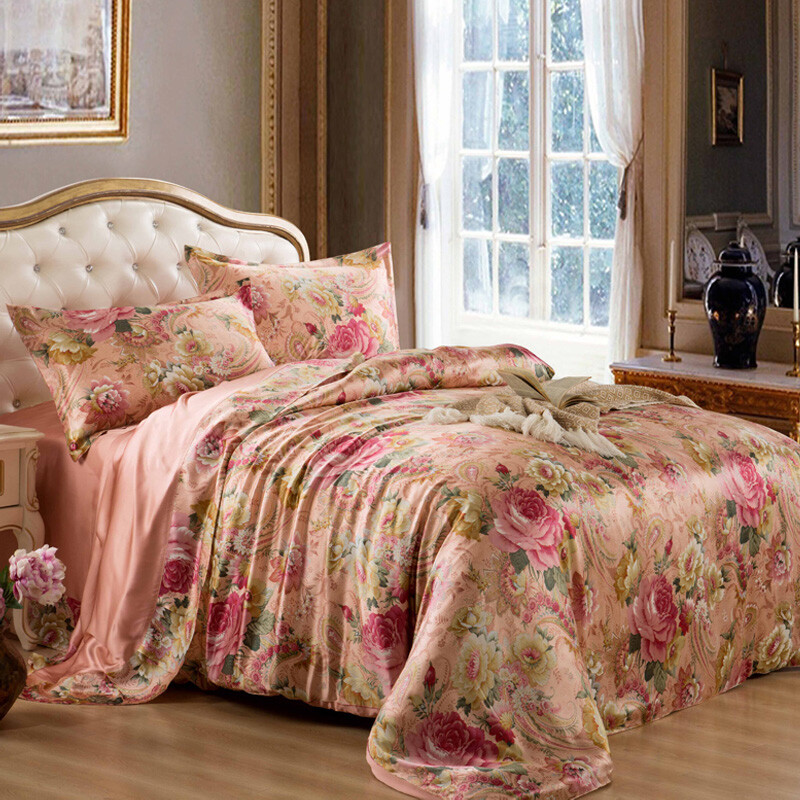 太湖雪 床品家纺 宽幅真丝四件套 100%桑蚕丝绸面料 真丝婚庆被套床单