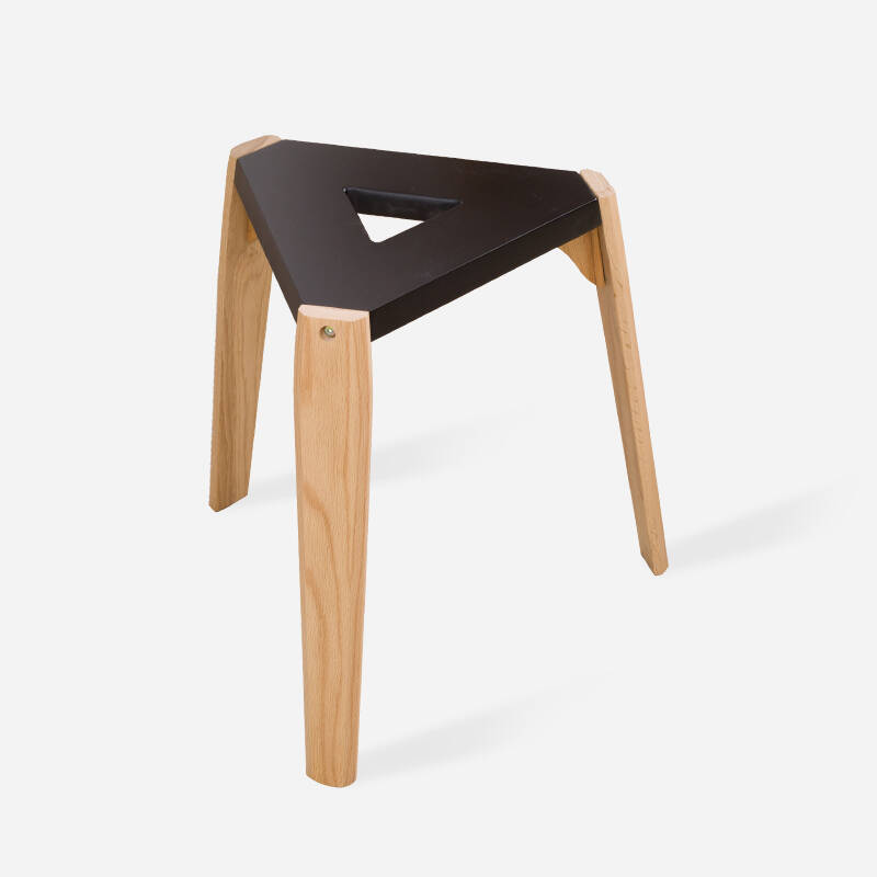 久山家居 实木三角凳子坐凳 时尚创意凳子宜家 现代简约家具椅凳 黑色
