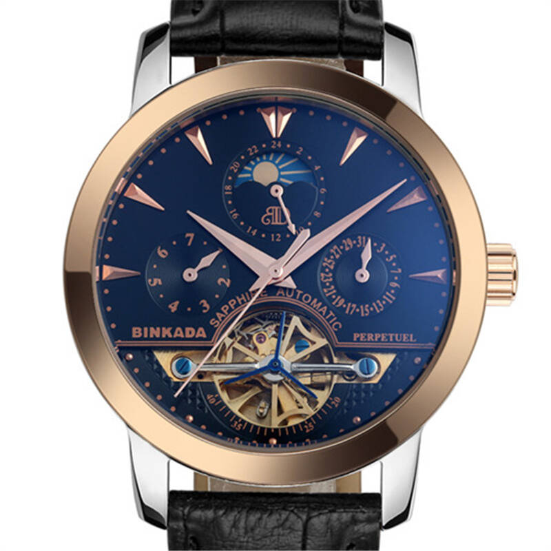 宾卡达(binkada)手表精钢陀飞轮男表背透镂空自动机械男士手表7056