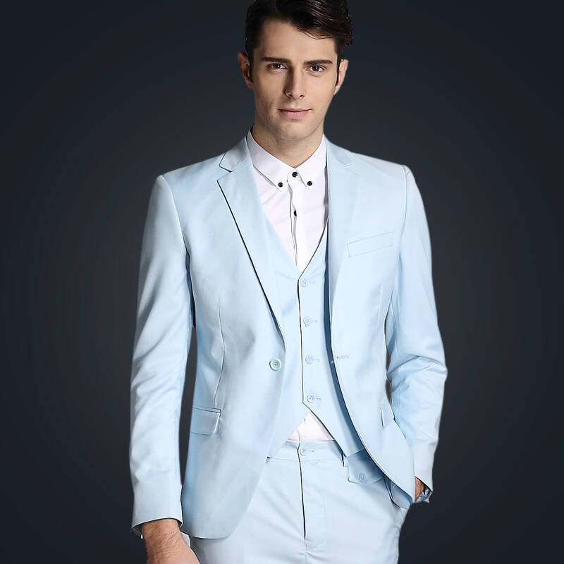 让夏尔男士西服套装商务休闲修身西装男款职业正装结婚礼服3件套套装