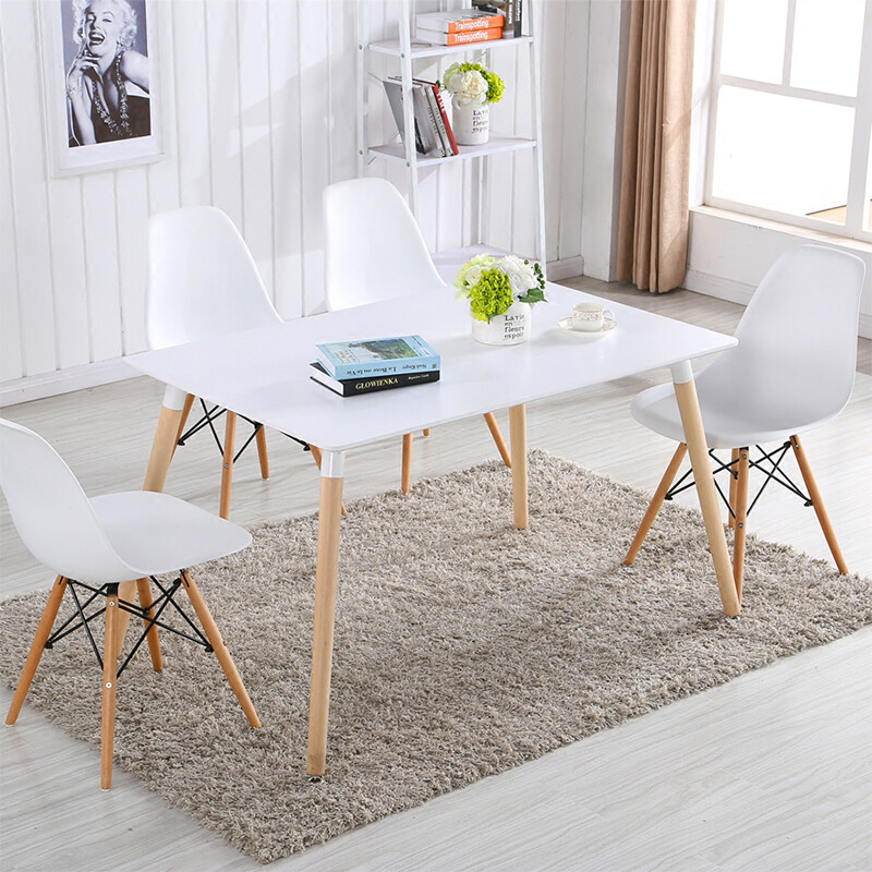 好事达伊姆斯一桌四椅(白色)现代简约洽谈桌椅 休闲咖啡桌椅 1909