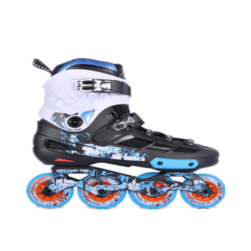非洲豹专业成年男女平花轮滑鞋 高端单排成人直排溜冰鞋 天蓝色 44