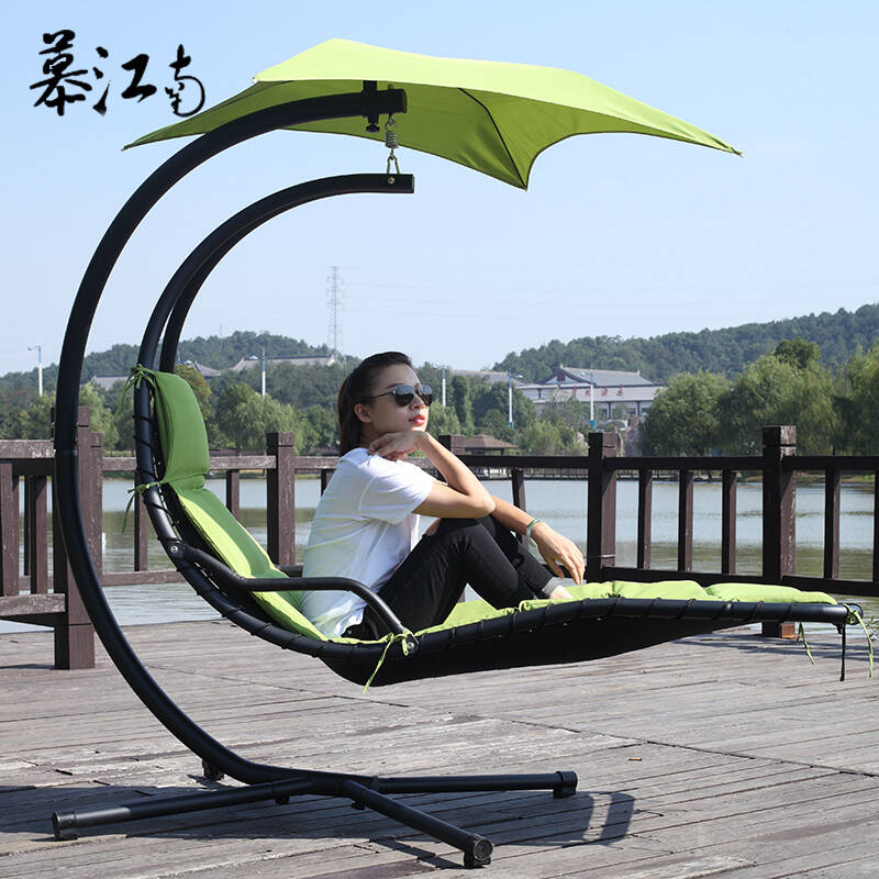 户外不锈钢吊篮秋千 休闲阳台吊椅 室内摇椅单人吊篮带垫