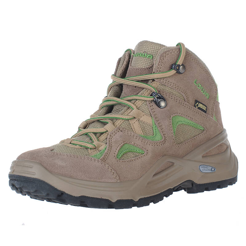 lowa 山脉户外 bora gtx qc女式中帮鞋户外鞋登山鞋l320582 褐色/绿色