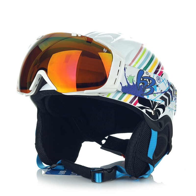 豪邦滑雪头盔XL滑雪头盔男滑雪头盔女滑雪头盔大码滑雪头盔亚洲版TK008 白色椰树 L码(适合头围５５－５９)
