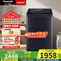 松下（Panasonic）10公斤波轮洗衣机全自动 家用大容量 玻璃盖 除螨洗 羊毛洗 高效去污 操作简便 星夜蓝 10公斤新品波轮一级能效