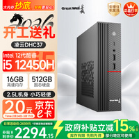 长城凌云DHC37 台式电脑台式机商用办公家用迷你主机mini整机(i5 12450H WiFi6 16G+512G)