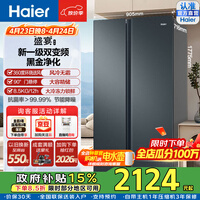 海尔（Haier）盛宴616升对开门冰箱黑金净化新一级双变频大冷冻力一级能效超大容量家用冰箱风冷无霜双门 BCD-616WGHSSEDC9