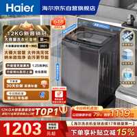 海尔（Haier）全自动波轮洗衣机12KG大容量 直驱变频 玻璃上盖 一级能效 家用国家补贴 京东自营 XQB120-BZ20D1