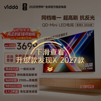 Vidda 发现X 2026款 65英寸 300Hz墨晶屏 QD-Mini LED 海信电视 价保618补贴65VX5Q
