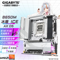 技嘉B650M AORUS ELITE AX ICE冰雕 白色主板带WiFi/蓝牙支持AMD R7 7800X3D/9800X3D/9700X/9600X CPU B650M AORUS ELITE AX ICE