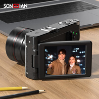 松典(SONGDIAN) 数码相机4K入门级ccd平替照相机 vlog微单卡片机翻转屏 DC101AF 标配 【星际黑】 16G 内存