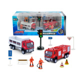 彩珀（CAIPO）1:76合金沃尔沃小工程车环保警车运输消防套装模型回力儿童玩具男 消防套装（回力版）