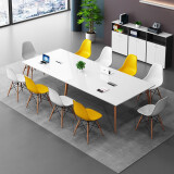 皇朽（HUANGXIU )白色烤漆会议桌长桌简约现代会议桌大小型办公室会议桌椅组合北欧时尚洽谈培桌子 1.6米*0.8米会议桌