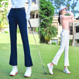TTYGJ高尔夫球裤子女士微喇叭裤修身显瘦golf运动长裤九分八分裤女服装 藏青色 XL码