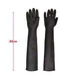威蝶60CM工业耐酸碱橡胶防水劳保手套耐磨防滑乳胶加长防护腐蚀耐酸碱手套化学实验室橡胶防护手套加厚 60CM黑色加厚款