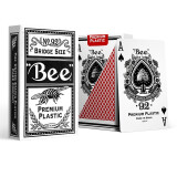 Bee小蜜蜂梭哈掼蛋斗地主扑克牌塑料桥牌窄牌 防水耐用 进口 红色
