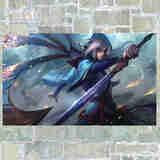 狼天影 lol英雄游戏联盟海报S10总决赛宿舍墙贴网咖墙纸装饰动漫定制 玉剑男刀 100*150cm