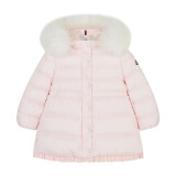 蒙口（Moncler）女童粉色袖标A字形连帽羽绒服 1C50212 53333 503 12/18