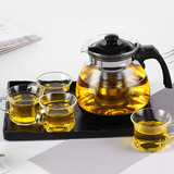 紫丁香茶具整套带茶盘耐热玻璃防撞泡茶壶茶水分离茶杯家用大容量套装